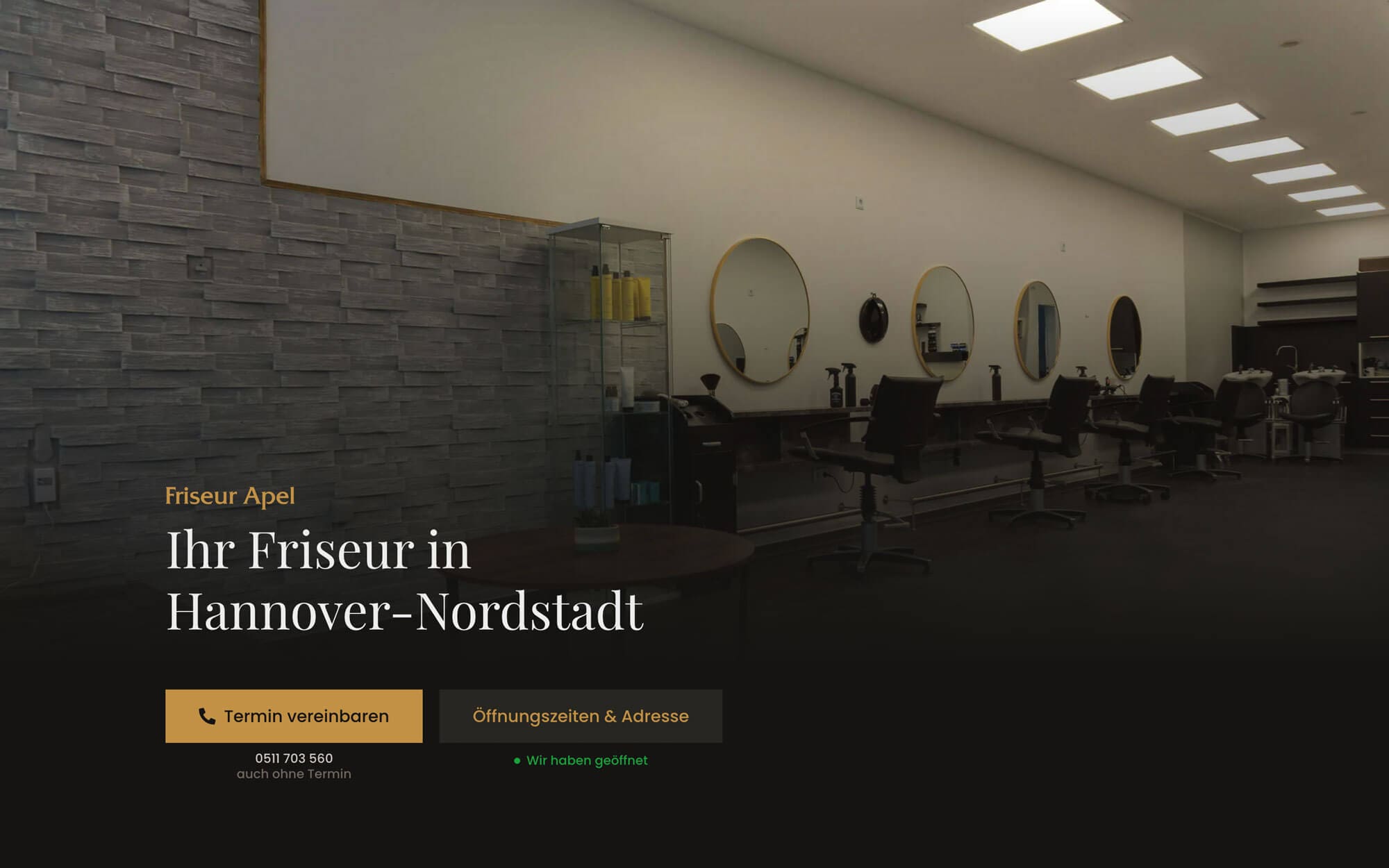 Screenshot der Internetseite von Friseur Apel